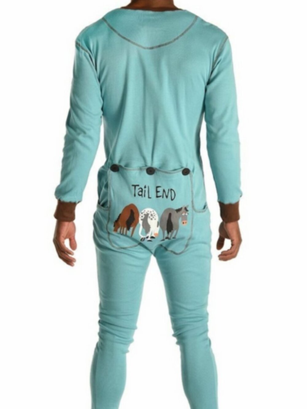 LAZY ONE Tail End blue flapjack/union suit, Unisex Sz Medium.